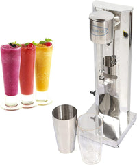 Stainless Steel Milk Shaker Maker Machine, Silver Electric Drink Mixer Blender Professional Milk Shaker Mixer Barmixer with 650ml Cups for Protein Shakes and Mixing Cocktail, 18000r/min (Single Head)