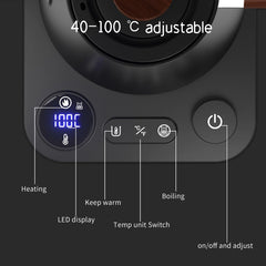 Gooseneck Electric Coffee Kettle, 1200W Quick Heating, ±1℉ Temperature Control, Stainless Steel Inner Pot for Pour Over Coffee & Tea (Black, 110V US Plug)