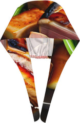 Cleaning Working Cap Delicious Grilled Meat Printed Chef Hat for Women & Men, Adjustable, Breathable Black