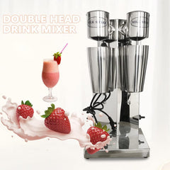 Milk Shaker Machine, Double Head Drink Mixer, Milkshake Drink Mixer Beach Frappe Machine Smoothie Blenders, Electric Bubble Tea Drink Mixer Infinitely Variable Speed 110V 180W