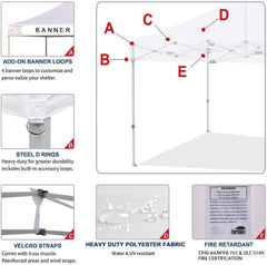 Eurmax USA Pop Up Canopy Replacement Canopy Tent Top Cover, Instant Canopy Top Cover ONLY,Bonus 4PC Pack Weight Bag (5x5, Black)