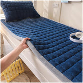 Velvet Futon Mattress with Elastic Band, Foldable Bed Mattress, Roll Up Japanese Floor Mattresses Portable Floor Tatami Mat Guest Bed for Travel Dormitories Camping,F,200x220cm/79x86in