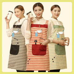 Striped Apron Print Cute Fashion Ladies Apron Household Waist bib Men's Kitchen Work Clothes (Color: B, Size: One Size) (A Free Size)