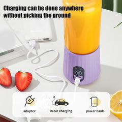 6 Stainless Steel Blades USB Charging Blenders Powerful Electric Juicer Cup, Portable Blender for Shakes and Smoothies, Handheld Blenders With Lid For Outdoor Travel (Purple)