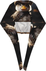 Cleaning Working Cap Cowboy Duckling Printed Chef Hat for Women & Men, Adjustable, Breathable Black