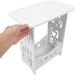 Alipis 2 Tiers End Table Open Storage Nightstand Wooden Bedside Side Table Bedroom Furniture for Home Office Bathroom White, 40.00X35.70X23.70CM