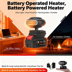 Battery Operated Heater, Battery Powered Heater, Ultra-Light/Ultra-Powerful/Rechargeable/Portable Heaters, with USB &1500mah Batteries, for Camping/Cars/Office/Indoor (15-cell)