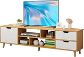 TV Stand for TVs up to 60 Inch, Media Entertainment Center with 3 Drawers and Open Shelves, Television Stand, TV Table, Media Console for Living Room & Bedroom White