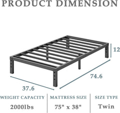 Bed-Frame-Queen, 14 Inch Metal Platform Bed-Frame No Box Spring Needed, Heavy Duty, Easy Assembly, Noise Free, Black
