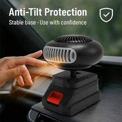 Battery Powered Heater, Battery Operated Car Heater, 360° Rotation Cordless Space Heaters for 18v Battery, 2 Levels Adjustable, Portable Heaters for Indoors/Car/Camping (15-Cell Battery)