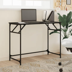 Modern Computer Desk Black 39.4 Inch Writing Table with Sturdy Engineered Wood Top and Metal Frame for Home Office Study Room Small Space Workstation