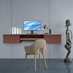 Wall Mounted Desk with Pull Out Drawer, Floating Wall Organizer Laptop Computer Writing Study Table, 15.5" D x 60" W x 9.5" H, Space-Saving Wall Organizer Computer Desk for Home Office (White)