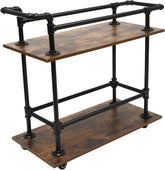 3 Tier Industrial Pipe Bar Carts,Home Bar Serving Cart with Wheels Small Rolling Beverage Cart Mini Drink Cart Wine Tea Liquor Shelves/Holder with Wine Rack for Kitchen Dining Living Room