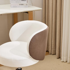 VINGLI Cute Small Swivel Desk Chair Comfy with Wheels,Ergonomic Low-Back Lumbar Support Vanity Nail Tech Rolling Task Stool Chair for Home Office,Height Adjustable,PU Leather Black&Suede Brown