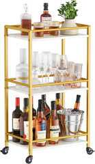 Lifewit Bar Cart for The Home, 3 Tier Small Rolling Wine Cart, Drink Serving Cart with Lockable Wheels, Plastic Stackable Wine Rack for Refrigerator, Cabinet, Countertop,Wine Bottle Holder