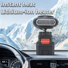 Battery Operated Space Heater, Portable Car Battery Powered Heater, Rechargeable Window Defroster Defogger, Cordless Heater Fan with Battery Charger, Anti Tilt Design for Camping/Cars (10-cell*2)