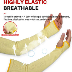 Cut Resistant Sleeves With Thumb Hole, Arm Protectors For Thin Skin And Bruising, Kevlar Sleeves Arm Protection For Women, Men, Elderly (17.7in, Black)