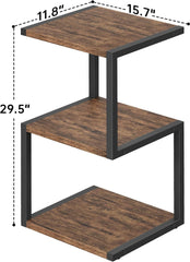 Side Table with 3-Tier Storage, S-Shape Bedside End Table for Small Spaces, 29.5'' Tall Nightstand for Living Room, Bedroom, Nursery, Easy Assembly, White