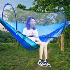 Outdoor Hammock Anti-Rollover Travel Camping Portable Hammock Hanging Chair Outdoor Portable Camping Travel Equipment(Blue,260 * 140cm)