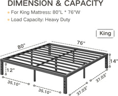 COMASACH Twin Size Bed Frame 12" High Heavy Duty Platform Bed Frame,Sturdy Steel Frame,No Box Spring Needed,Noise-Free,Easy Assembly