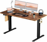 Smug Adjustable Height Standing Desk 55 Inch Electric Sit Stand Up Down Computer Table Ergonomic Rising Modern Lift Motorized Gaming Desktop Workstation for Work Home Office - Rustic Brown