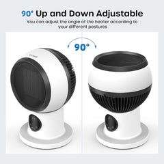 ECOWELL Space Heater Fan Combo, 1500W 2S Fast Heating Electric Ceramic Heater with Remote & LED Display, Overheating and Tip-Over Protection, Portable Quiet Desk Air Circulator Heating Fan