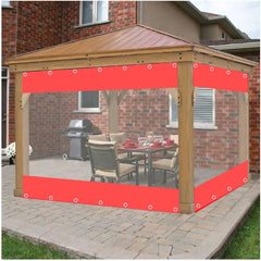 ASDFGHT Tarpaulin Transparent Outdoor Curtains Waterproof Soft Glass Anti-agingno Fading with Anti-Rust Grommet for Gazebo Porch Pergola (Color : Clear Red) (Color : Red, Size : 2.1x2.2m)