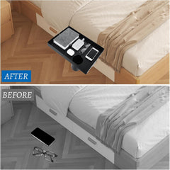 Black Bedside Shelf for Bed Bunk Bed Shelf for Top Bunk Bed Side Table Floating Bunk Bed Tray Plastic Loft Bed Shelf Attachment for Top Bunk Bed Night Stand for Dorm Room Decor Dorm Essentials