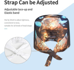 Cleaning Working Cap Dreamy Butterfly Oil lamp Printed Chef Hat for Women & Men, Adjustable, Breathable Black