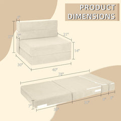 Folding Sofa Bed, Convertible Sleeper with High Density Foam, Foldable Chair Bed Mattress, Futon Floor Couch for Living Room, Guest Room, Twin, Green