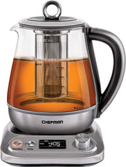 Chefman Digital Electric Glass Kettle, No.1 Kettle Manufacturer, Removable Tea Infuser Included, 8 Presets & Programmable Temperature Control, Auto Shutoff, Water Filter, 6+ Cup Capacity, 1.5 Liter