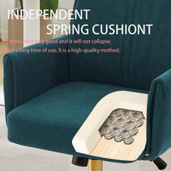 Black Desk Chair, Comfy Velvet Home Office Swivel Desk Computer Chair, Ergonomic Adjustable Vanity Chairs, 20" High-Back Tilt Cute Room Chairs for Bedroom Office Makeup Gaming Sillas (Black)