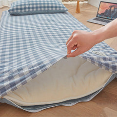 Checked Plaid Japanese Futon Floor Mattress, Roll Up Sleep Pads for Camping, Folding Tatami Mat Sleeping Pad with Removable Cover, Fluffy Tatami Floor Mattress Washable,C,90x190cm/35x75in