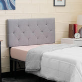 Lucid Mid-Rise Upholstered Headboard - Diamond Tufted - Padded Polyester - Adjustable Height from 34” to 46” - Easy Assembly - Bed Frame or Wall Mount - Sturdy - Charcoal - Twin / Twin XL Size