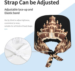 Cleaning Working Cap Luxurious Chocolate Palace Printed Chef Hat for Women & Men, Adjustable, Breathable