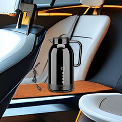 Electric Car Kettle 12V/24V Car Coffee Kettle Heated Water Cup Portable Car Kettle Boiler for Tea Beverage Coffee Car Camping, 1100ML
