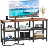 Furologee TV Stand, Small Media Console Table with 3-Tier Storage Shelves, Industrial Entertainment Center for TVs up to 50 Inch, Television Stands for Living Room, Bedroom, Rustic Brown