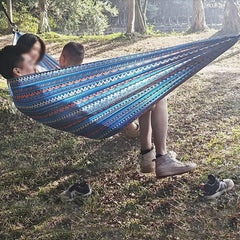 Camping Hammock Bed Double & Single Hammock Portable Nylon Parachute Hammocks Swing for Indoor Outdoor Garden Hiking Travel Backpacking Hammock Swing (Color : G)