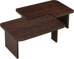 Coffee Table for Living Room, Rustic Coffee Table Splicing Design, Splicing Cocktail Table Center Table with Adjustable Placement Shape, Multifunctional Combination Table for Living Room (Black)