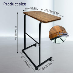 Rainmae C Table with Wheels, Easy to Move, Sturdy C Shaped Side Table for Couch, Rustic Coffee Tables with Metal Frame, Small TV Tray for Living Room Sofa End Table, Bedside Table for Bedroom
