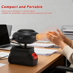 Battery Operated Heaters for Indoors Car, Portable Rechargeable Heater, Car Window Defogger, Anti-Tilt, Quiet Long Heating, Fits Golf Cart & Office (Big Batteries *2)