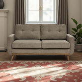 67.7" Mid-Century Modern Loveseat Sofa, 2-Seat Mini Upholstered Love Seat Couch, Comfy Small Couch with Wooden Legs and Tufted Back for Living Room Bedroom Office Apartment(Khaki)