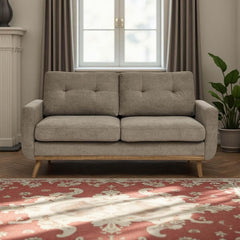 67.7" Mid-Century Modern Loveseat Sofa, 2-Seat Mini Upholstered Love Seat Couch, Comfy Small Couch with Wooden Legs and Tufted Back for Living Room Bedroom Office Apartment(Khaki)