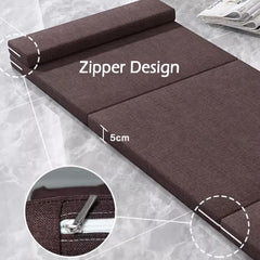 Tri Fold Mattress, Sofa Mattress Foldable in Three, Single/Double Floor Mattress with Washable Cover, Folding Couch Guest Mat for Space-Saving Car Tent