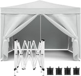 10'x10' Pop-Up Canopy Tent - Commercial Party Tent with 4 Removable Sidewalls, Gazebo Portable Tents with UPF 50+ for Weddings, Outdoor Activities, 4 Weight Bags & Carry Case (Pink)