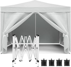 10'x10' Pop-Up Canopy Tent - Commercial Party Tent with 4 Removable Sidewalls, Gazebo Portable Tents with UPF 50+ for Weddings, Outdoor Activities, 4 Weight Bags & Carry Case (Pink)