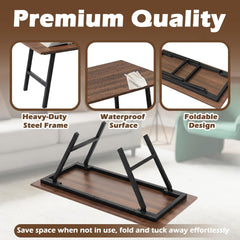 Folding Coffee Table, Portable Floor Table for Sitting on The Floor, Midcentury Modern Coffee Table, Foldable Floor Table for Living Room, 40''L x 20''W x 16.3''H, White Oak