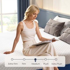 Queen Size Mattress, 12 Inch Gel Memory Foam Mattress in a Box, Fiberglass Free, Breathable for Cooler Sleep Supportive & Pressure Relief, CertiPUR-US Certified, White and Blue (12 Inch, Queen)