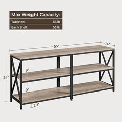 Yaheetech TV Stand for 65 Inches TV, Entertainment Center with Storage Shelves for Living Room, Media Console Table, Wood & Metal Frame, Gray