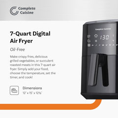 CC-7000-DG-AF 7-Quart Air Fryer, Oil-Free Air Cooker with Digital Display and Controls